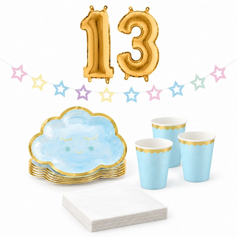 13-årskalas, Pyjamasparty – moln och stjärnor, kalaspaket, 6 gäster – paketets produkter