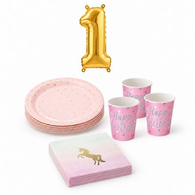 1-årskalas, Enhörningskalas, kalaspaket, 8 gäster – paketets produkter