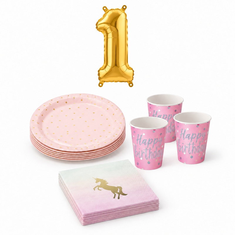 1-årskalas, Enhörningskalas, kalaspaket, 8 gäster – paketets produkter