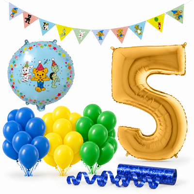 Bamse 5 år – dekorationspaket Klassiker – paketets produkter