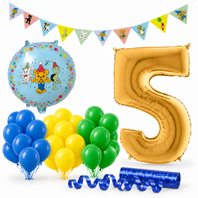 Bamse 5 år – dekorationspaket Klassiker – paketets produkter