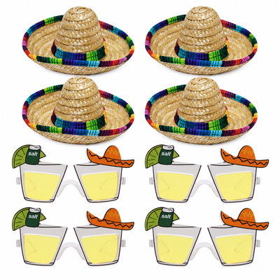 Tacofest – sombreros och partyglasögon för fyra – paketöversikt