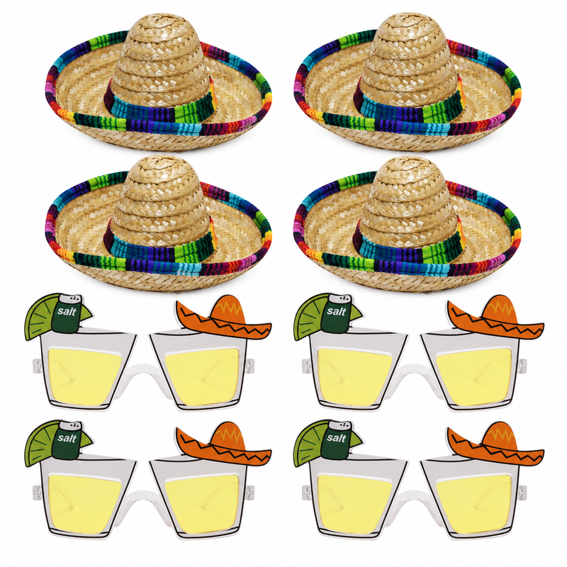 Tacofest – sombreros och partyglasögon för fyra – paketöversikt