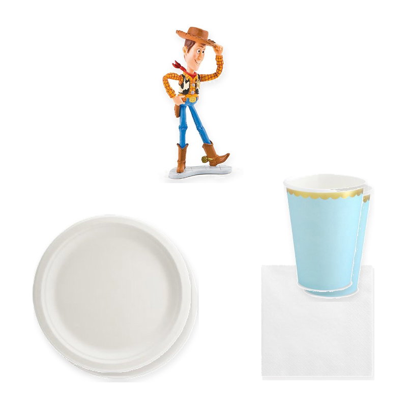 Toy Story – färgmatchad dukning och Woody-tårtfigur, 12 gäster