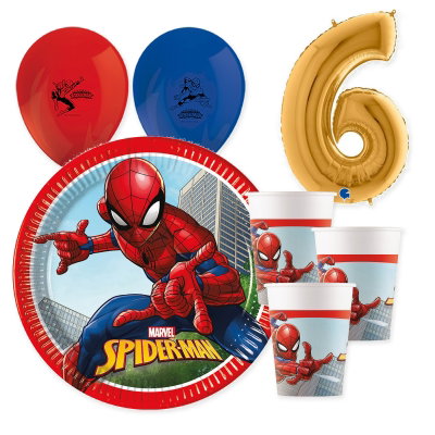6-årskalas, Spiderman, kalaspaket, 8 gäster – samlad paketbild