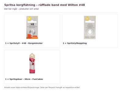 Spritsa korgflätning – räfflade band med Wilton #48 – innehåll och antal förpackningar
