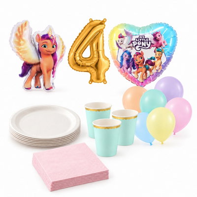 4-årskalas, My Little Pony, kalaspaket, 6 gäster – paketets produkter