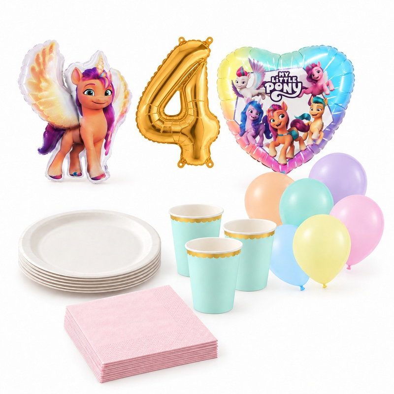 4-årskalas, My Little Pony, kalaspaket, 6 gäster – paketets produkter