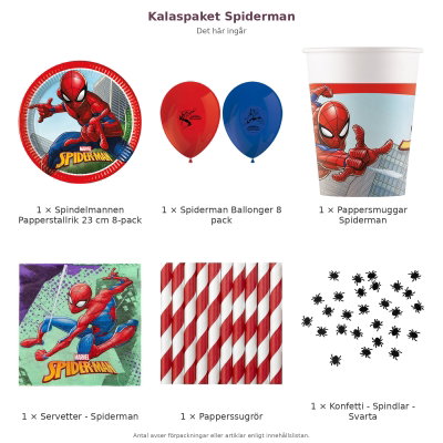 Kalaspaket Spiderman – innehåll och antal förpackningar