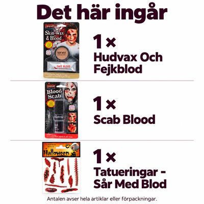 Zombieeffekter – vax, blod och sår – innehåll och antal