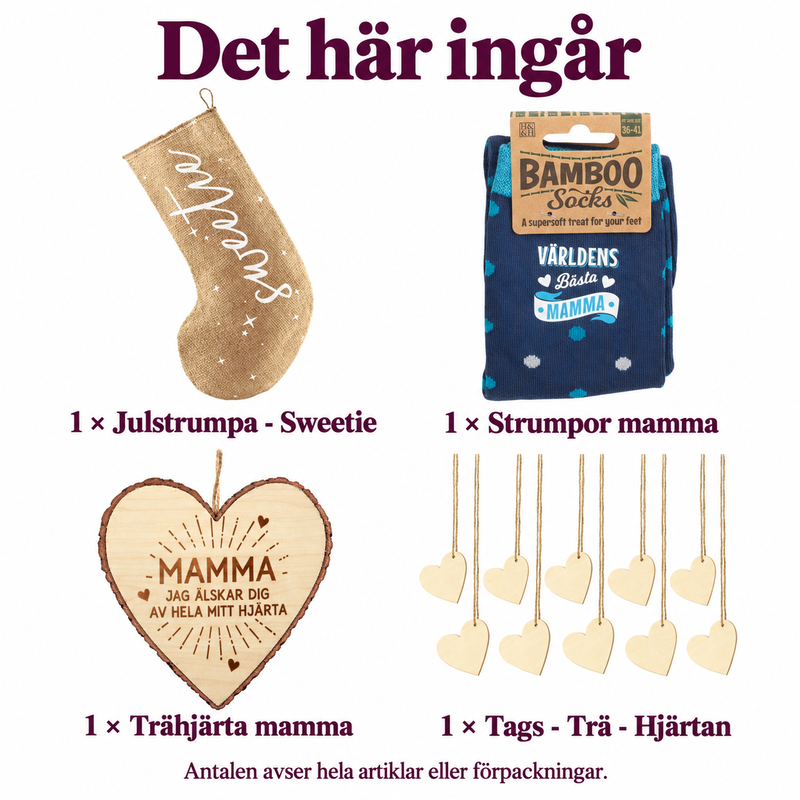 Det här ingår i Mammas julstrumpa – varma fötter och ett hjärta att spara