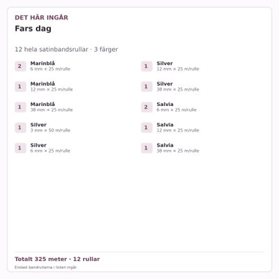 Det här ingår – Satinbandspaket – Fars dag – 12 rullar