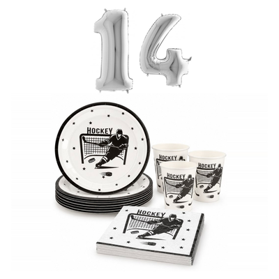 14-årskalas, Hockey, kalaspaket, 8 gäster – sammansatt bild av paketets produkter