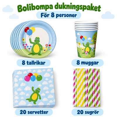 Bolibompa dukningspaket – 8 personer – innehåll och antal