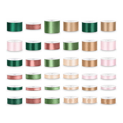 Satinbandspaket – Rosa julglans – Maxi – 36 rullar – hela paketet