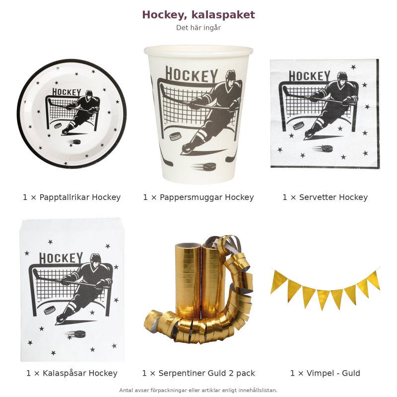 Hockey, kalaspaket – innehåll och antal förpackningar