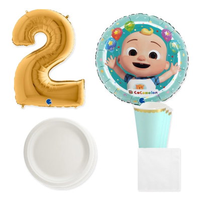 CoComelon 2 år – ballong och färgmatchad dukning för 6 gäster