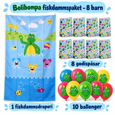 Bolibompa fiskdammspaket – 8 barn – innehåll och antal