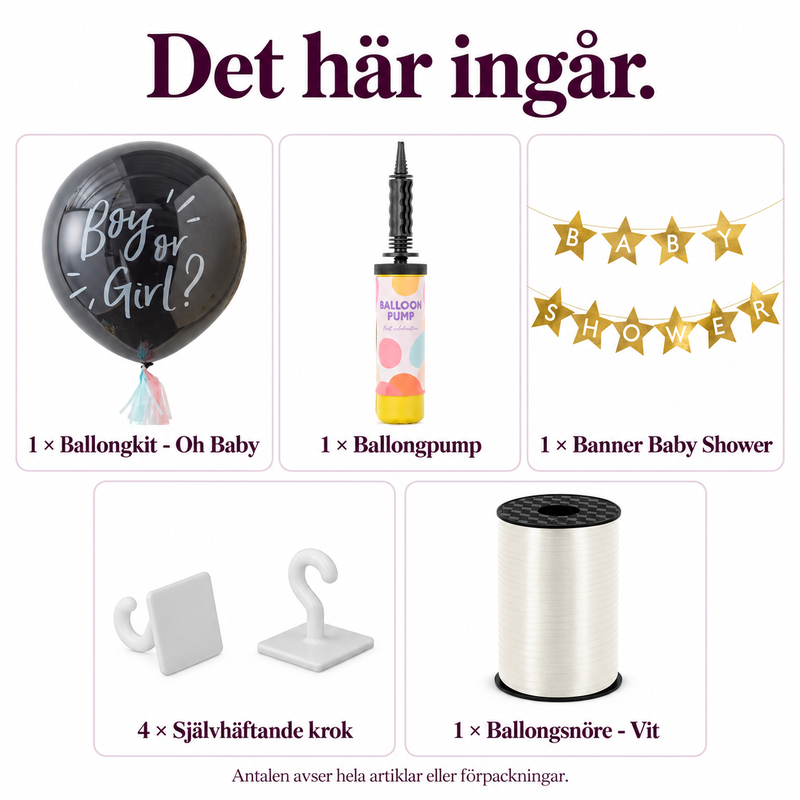 Avslöjandet med jätteballong – förbered och häng upp