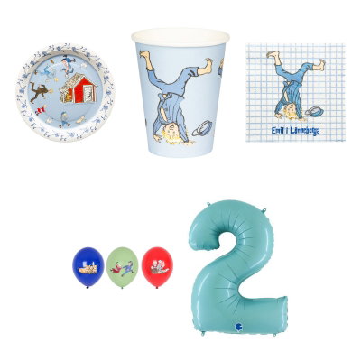 2-årskalas, Emil i Lönneberga, kalaspaket, 8 gäster – översikt av ingående produkttyper