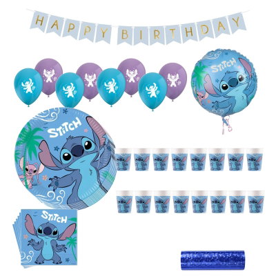 Stitch & Angel – kalaspaket med dekorationer för 16 gäster – paketets produkter