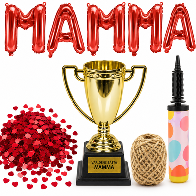 Mammas hedersplats – luftfylld hälsning och pokal