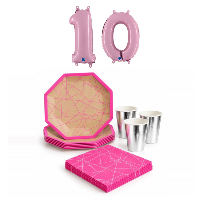 10-årskalas, Neonkalas, kalaspaket, 6 gäster – sammansatt bild av paketets produkter