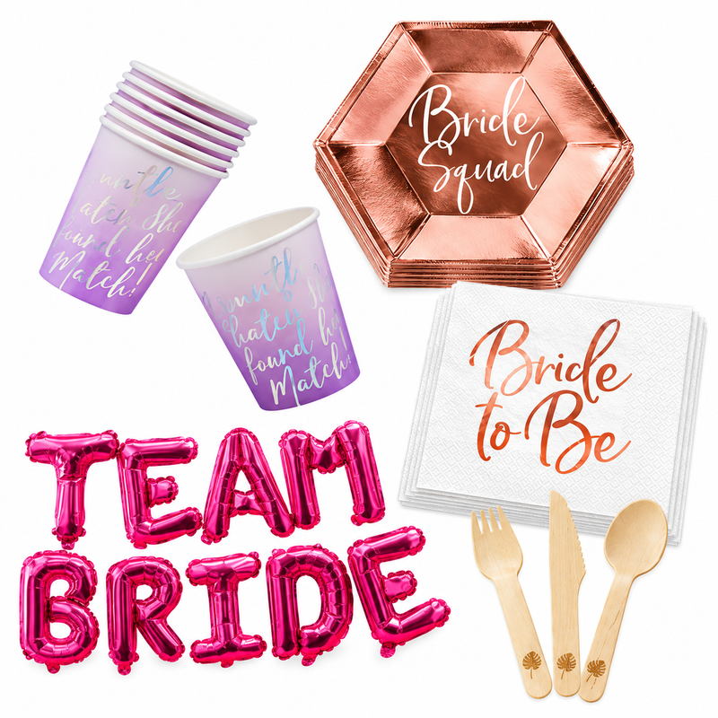 Bride Squad-middag för sex – rosé och lila