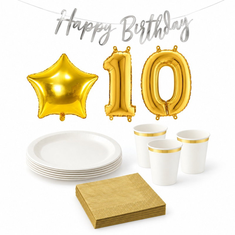 10-årskalas, Karaokefest – dukning och stjärndekor, kalaspaket, 6 gäster – paketets produkter