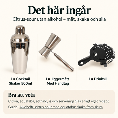 Citrus-sour utan alkohol – mät, skaka och sila – innehåll