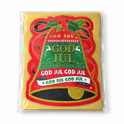 Utskuret julkort "God Jul" – klocka