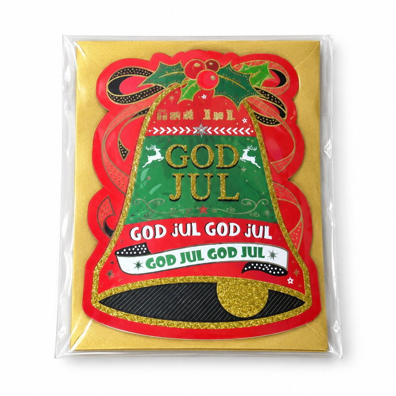 Utskuret julkort "God Jul" – klocka
