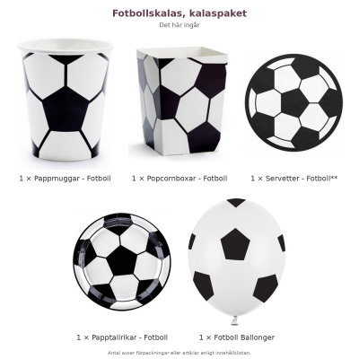 Fotbollskalas, kalaspaket – innehåll och antal förpackningar