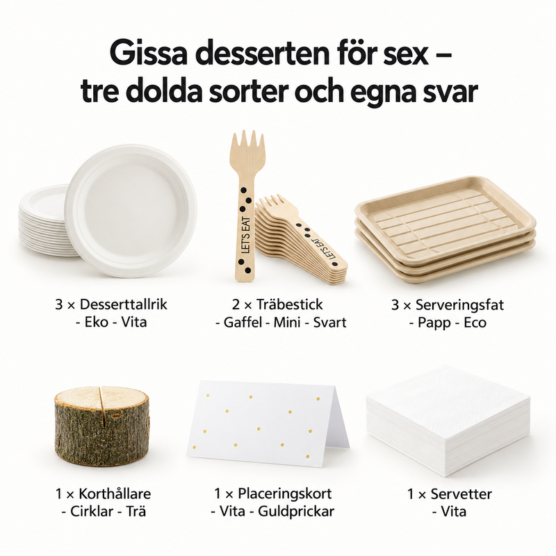 Gissa desserten för sex – tre dolda sorter och egna svar – innehåll och antal försäljningsförpackningar
