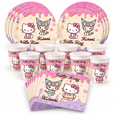 Hello Kitty & Kuromi – dukningspaket för 24 gäster – paketets produkter