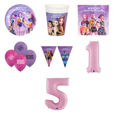 15-årskalas, K-pop-kalas, kalaspaket, 8 gäster – översikt av ingående produkttyper