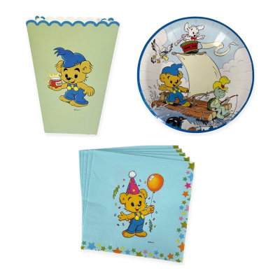 Bamse – popcorn- och skålpaket – för 8 gäster