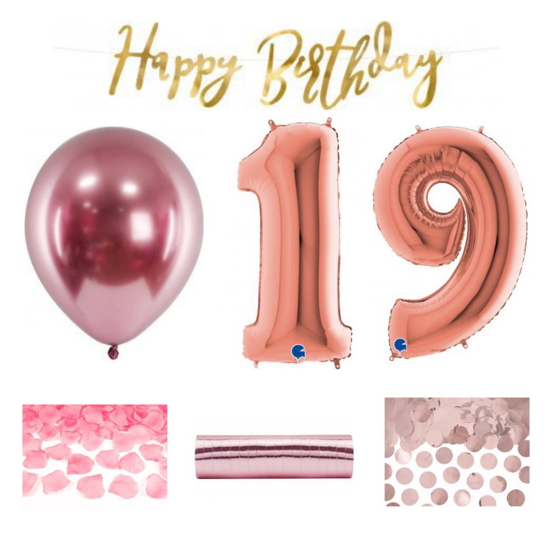 19-års festpaket, Roséguld, Stor – sammansatt produktbild