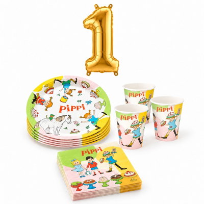 1-årskalas, Pippi Långstrump, kalaspaket, 8 gäster – paketets produkter