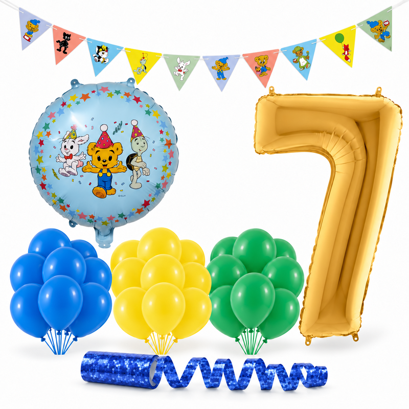 Bamse 7 år – dekorationspaket Klassiker – paketets produkter