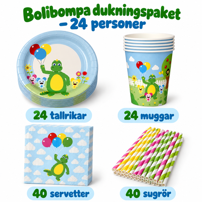 Bolibompa dukningspaket – 24 personer – innehåll och antal