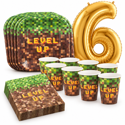 6-årskalas, Minecraft-kalas, kalaspaket, 8 gäster – samlat paketinnehåll