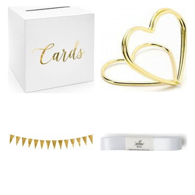 Babyshower och dop – presentbordspaket – guld – paketets produkter
