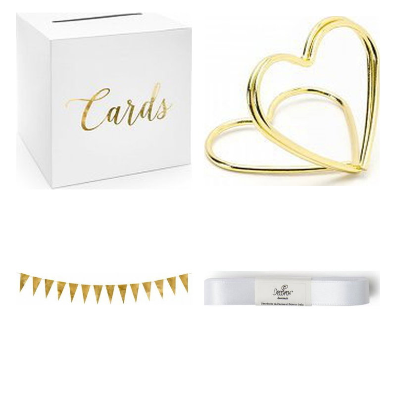 Babyshower och dop – presentbordspaket – guld – paketets produkter