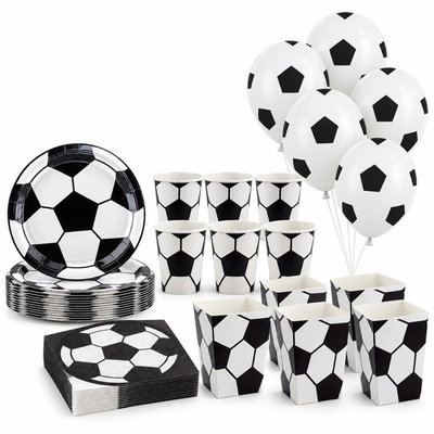 Fotboll, kalaspaket med dekorationer, 16 gäster
