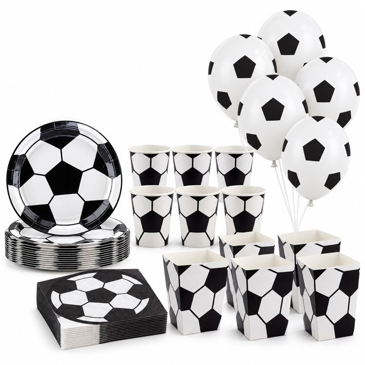 Fotboll, kalaspaket med dekorationer, 16 gäster