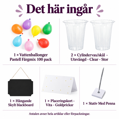 Vattenballongernas samarbetsbana – planera tre vuxenuppdrag – innehåll och antal