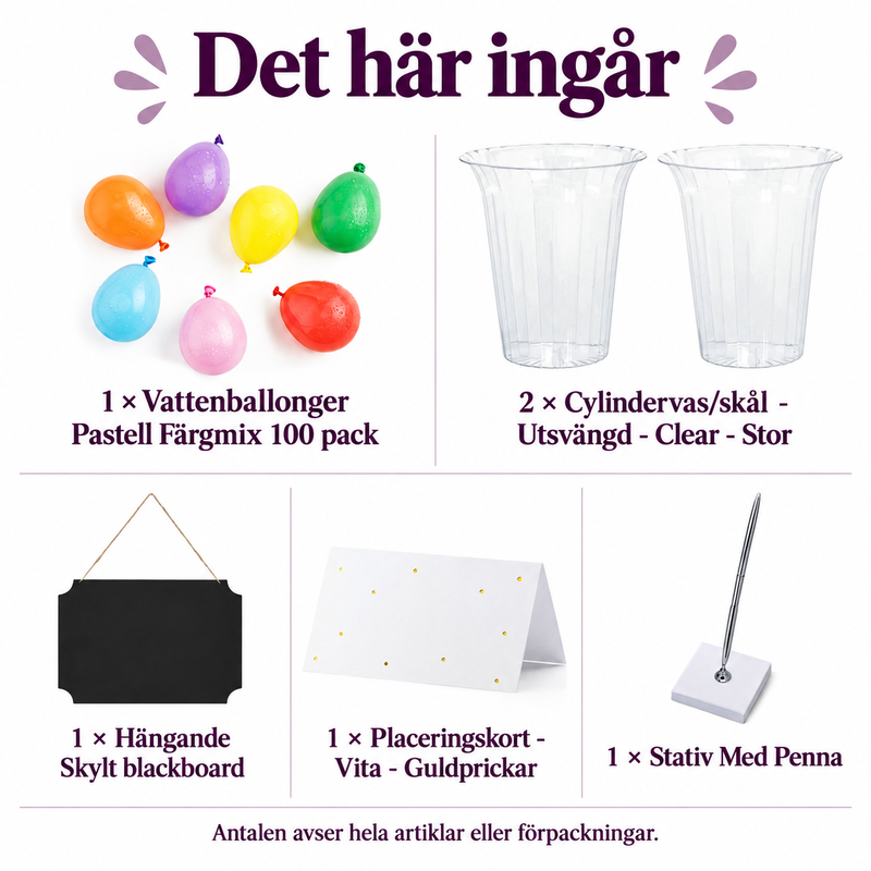 Vattenballongernas samarbetsbana – planera tre vuxenuppdrag – innehåll och antal