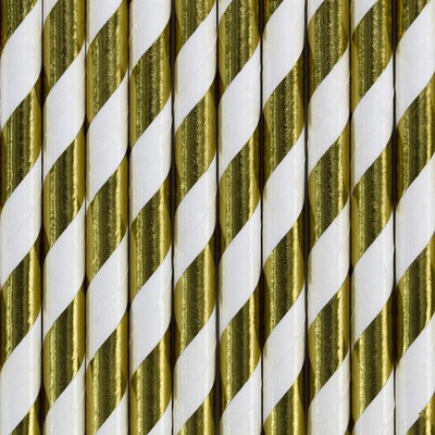 Sugrör - Randiga - Guldmetallic