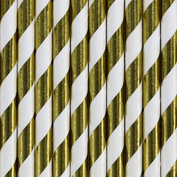 Sugrör - Randiga - Guldmetallic